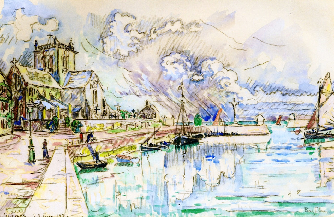 Barfleur, the Harbor, vintage artwork by Paul Signac, 12x8" (A4) Poster