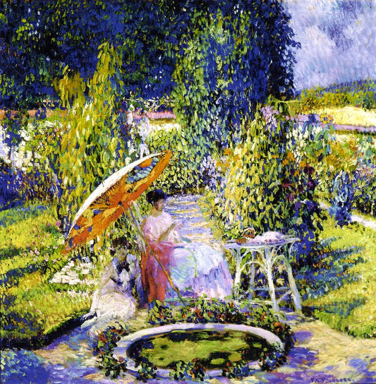 The Garden Umbrella, vintage artwork by Frederick Carl Frieseke, 12x8" (A4) Poster
