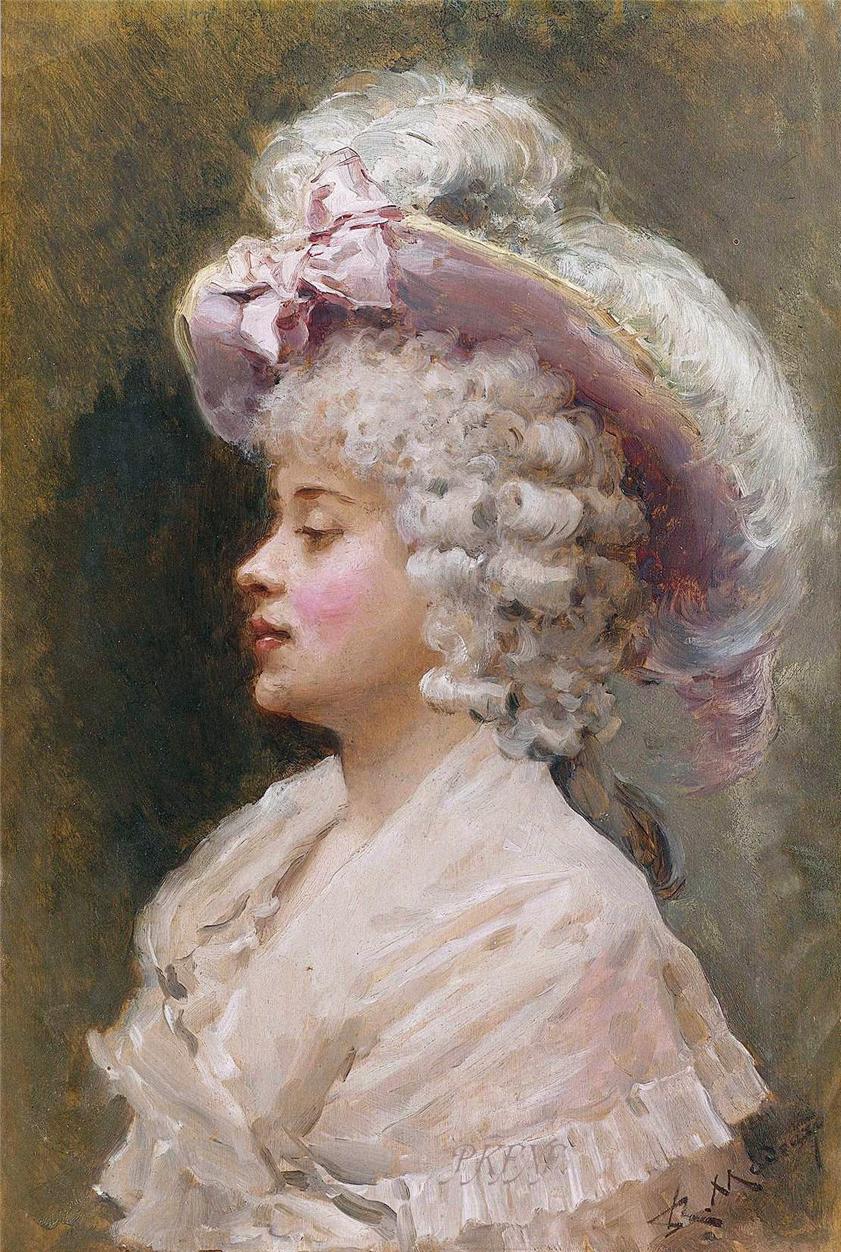 An elegant lady, vintage artwork by Raimundo de Madrazo y Garreta, 12x8" (A4) Poster