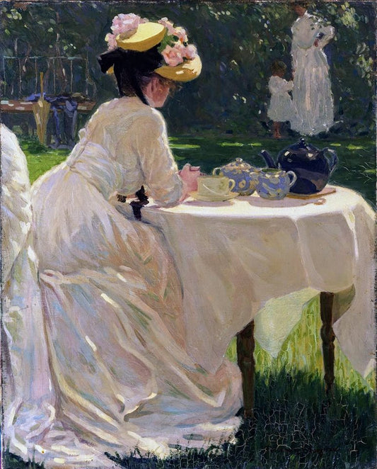 In the garden, vintage artwork by Frederick Frary Fursman, 12x8" (A4) Poster