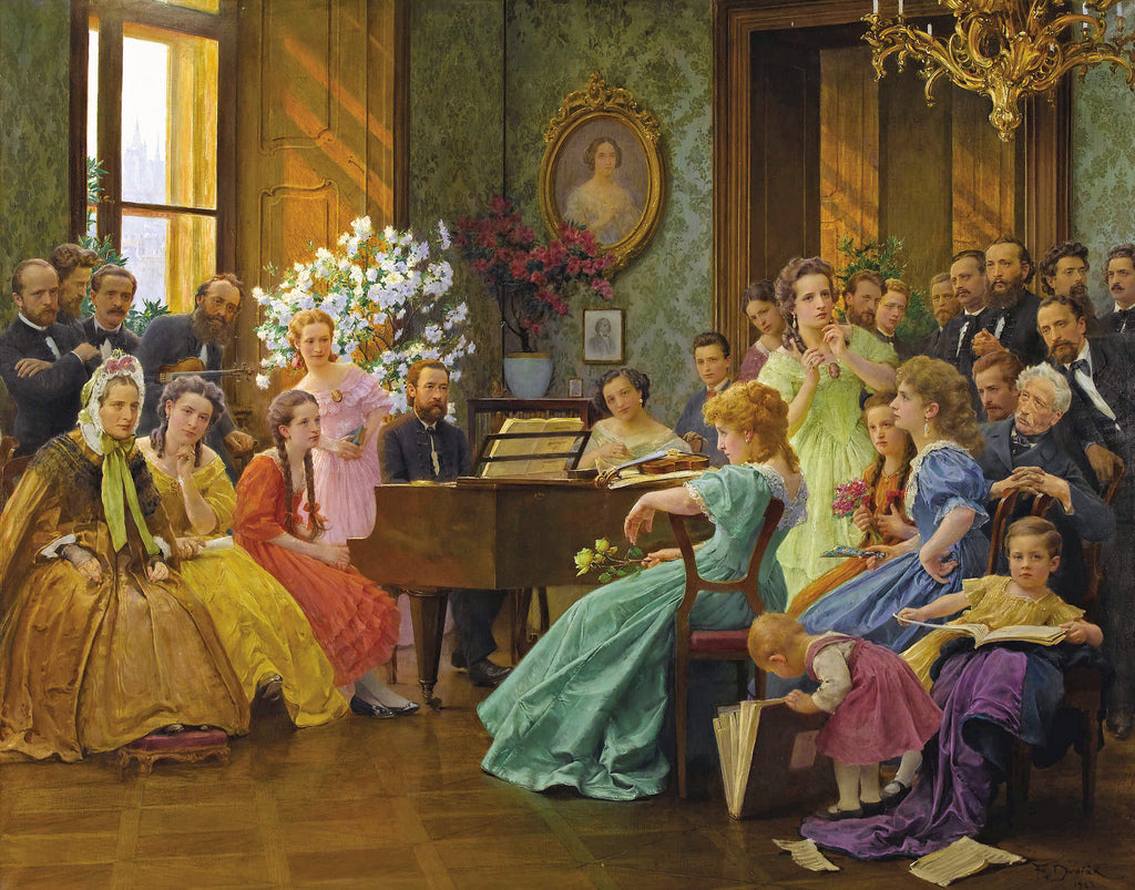Bedrich Smetana and Friends in 1865, vintage artwork by Frantisek (Franz) Dvorak, 12x8" (A4) Poster
