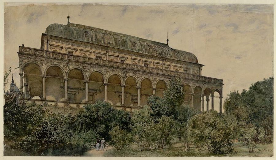 Belvedere in Prague, vintage artwork by Rudolf von Alt, A3 (16x12") Poster Print