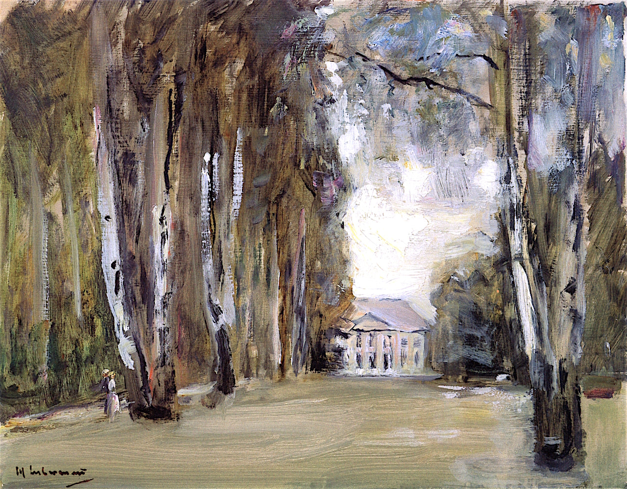 The Alley of Birch Trees in the Wannseegarten towards West, vintage artwork by Max Liebermann, 12x8" (A4) Poster