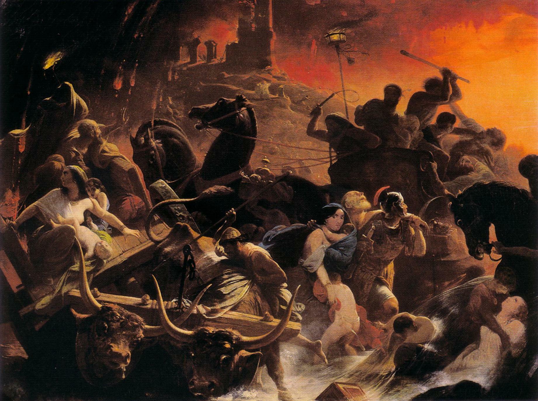 The Last Days of Pompeii, vintage artwork by Henri-Frederic Schopin, A3 (16x12") Poster Print