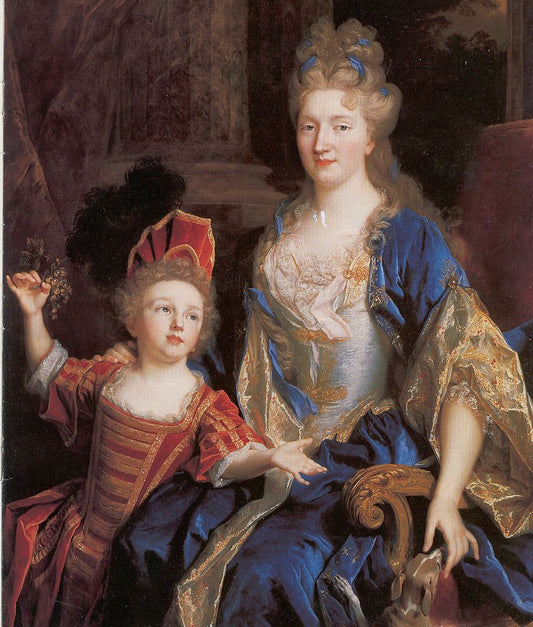 Portrait of Catherine Coustard, Marquise of Castelnau, with Her Son Leonor, vintage artwork by Nicolas de Largillière, 12x8" (A4) Poster