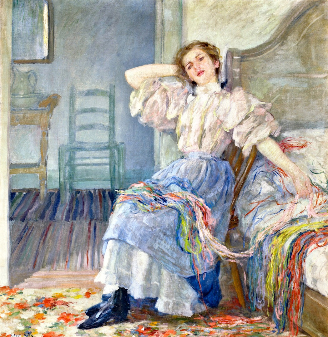 Reminiscing, vintage artwork by Robert Lewis Reid, 12x8" (A4) Poster