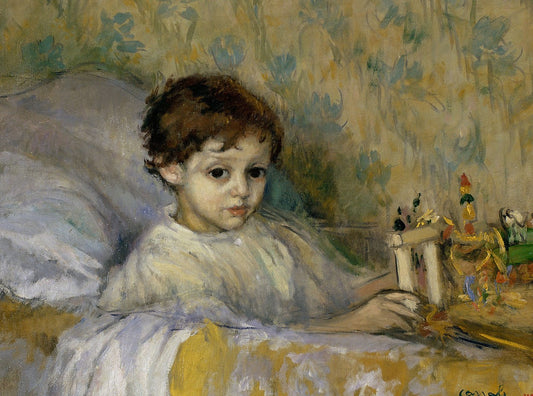 Sick Child (Octavi, the artist's son), vintage artwork by Ricardo Canals y Llambi, 12x8" (A4) Poster