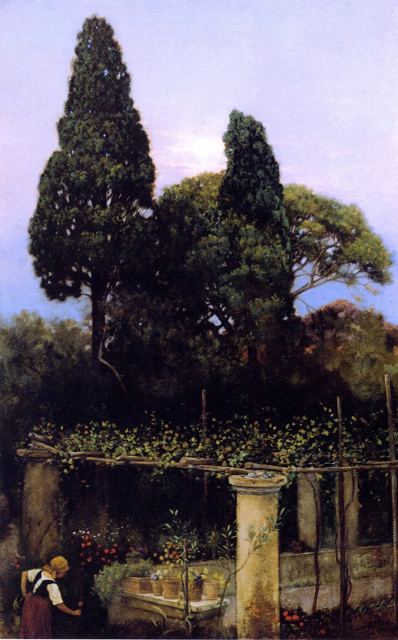 Garden of the Villa Castello, Capri, vintage artwork by Charles Caryl Coleman, 12x8" (A4) Poster