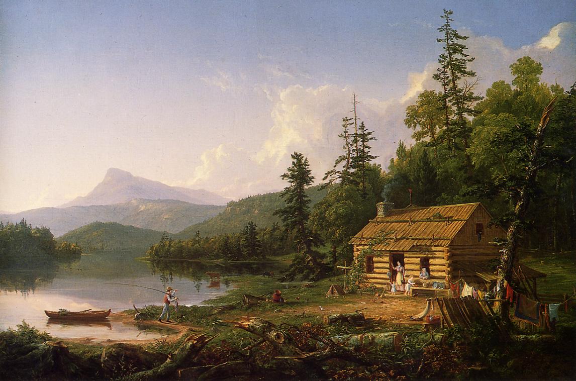 Home in the Woods, vintage artwork by Thomas Cole, A3 (16x12") Poster Print