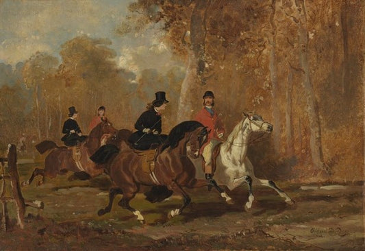 Equestrians in the Forest, vintage artwork by Alfred de Dreux, A3 (16x12") Poster Print