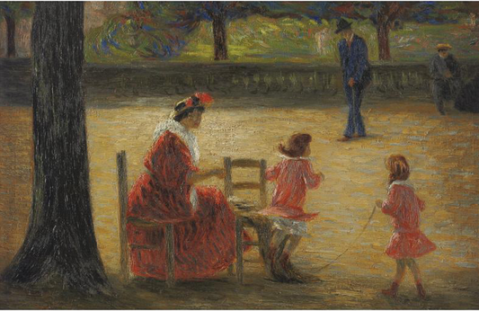 Au Jardin Du Luxembourg, vintage artwork by Rene-Paul Schutzenberger, 12x8" (A4) Poster