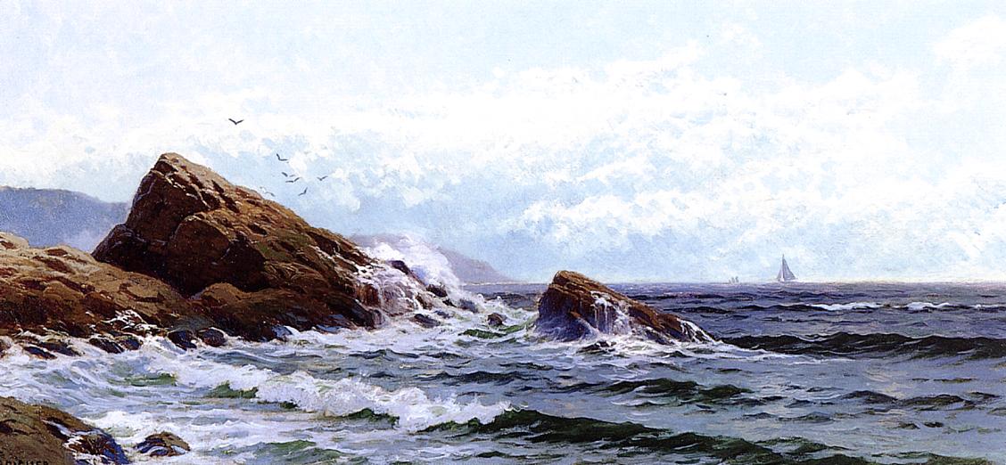 Crashing Waves, vintage artwork by Alfred Thompson Bricher, 12x8" (A4) Poster