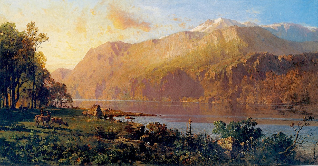 Emerald Lake Near Tahoe, vintage artwork by Thomas Hill, 12x8" (A4) Poster