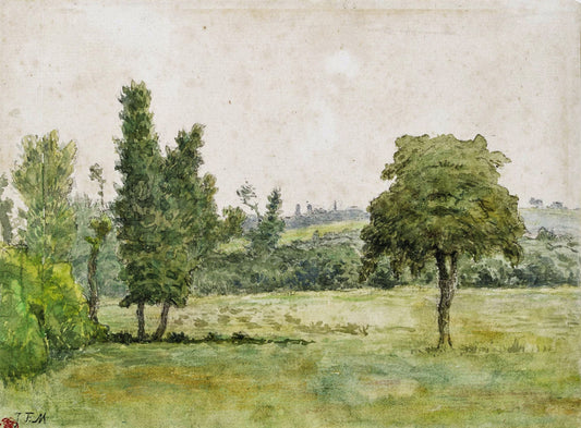Meadow with Trees, vintage artwork by Jean-François Millet, A3 (16x12") Poster Print