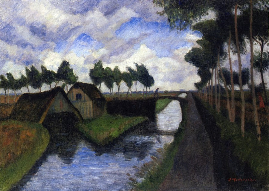orfer Graben with Boat Shed near Worpswede by Otto Modersohn,A3(16x12")Poster