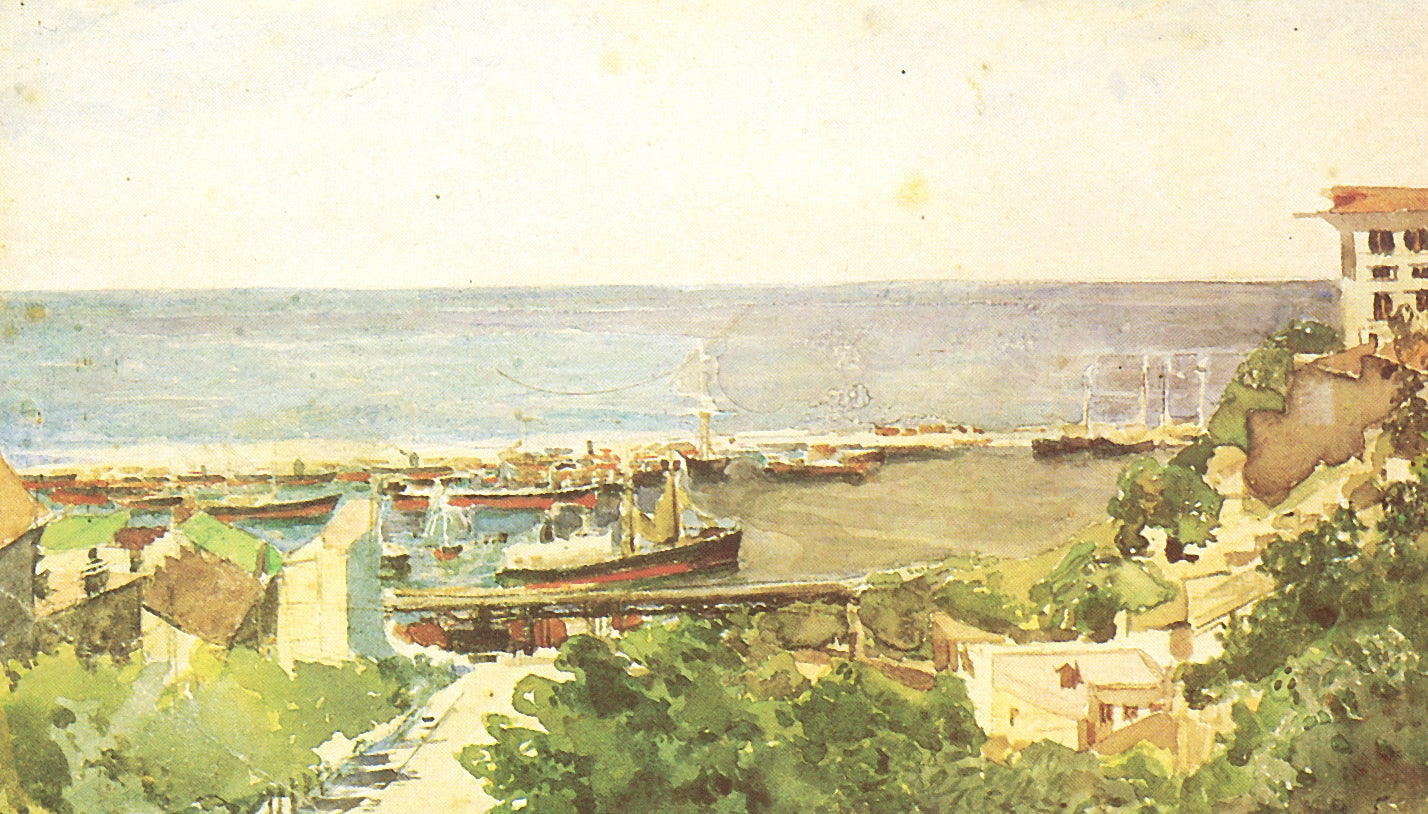 The Port of Odessa, vintage artwork by Mikhail Vrubel, 12x8" (A4) Poster