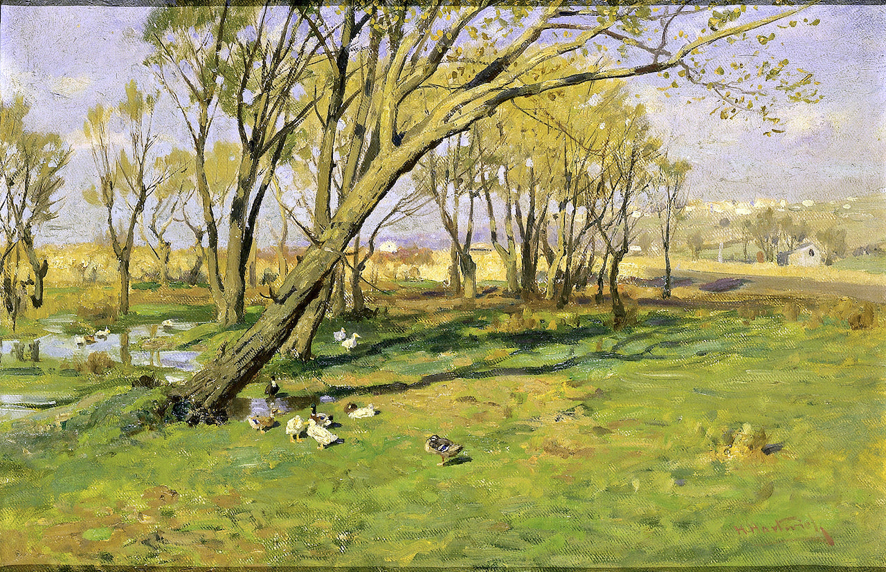 Hackensack, New Jersey, Fisher's Pond, vintage artwork by Herman Hartwich, 12x8" (A4) Poster