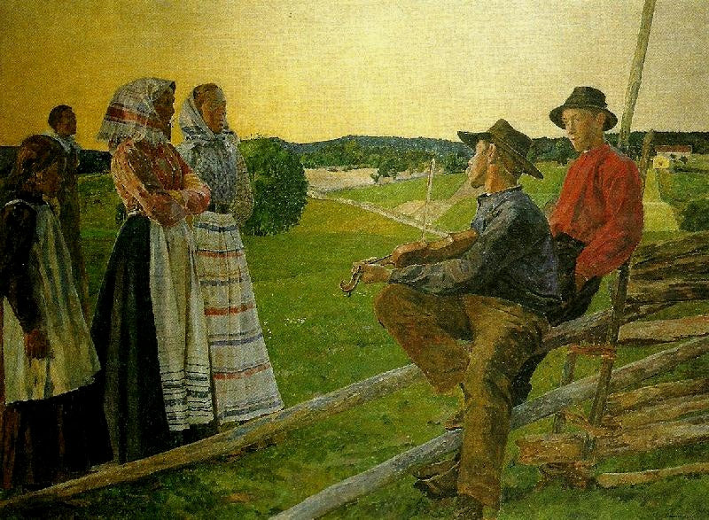 A June Night in Värmland, vintage artwork by Carl Wilhelm Wilhelmson, 12x8" (A4) Poster