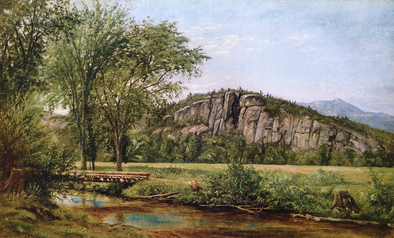 Cathedral Ledge, North Conway, New Hampshire, vintage artwork by Louis Remy Mignot, 12x8" (A4) Poster