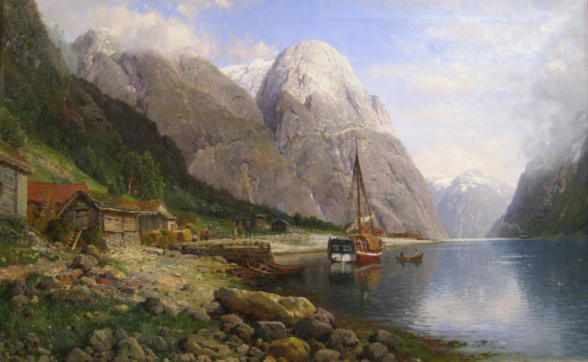 At the Ferry Place, vintage artwork by Anders Monsen Askevold, 12x8" (A4) Poster