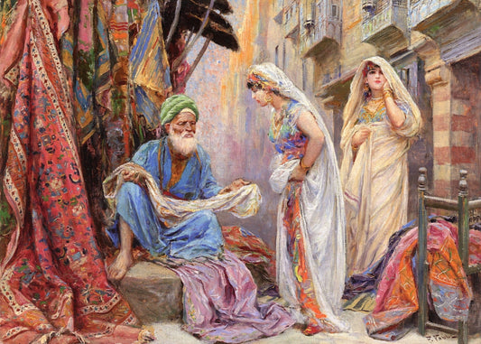 Choosing the Silk, vintage artwork by Fabio Fabbi, 12x8" (A4) Poster
