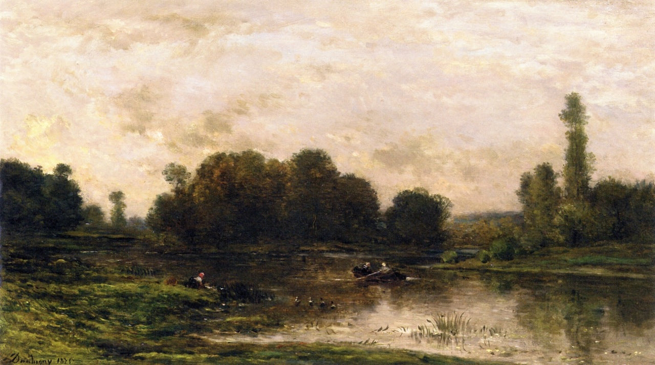 The Banks of the Oise, Île de Vaux, vintage artwork by Charles-François Daubigny, A3 (16x12") Poster Print