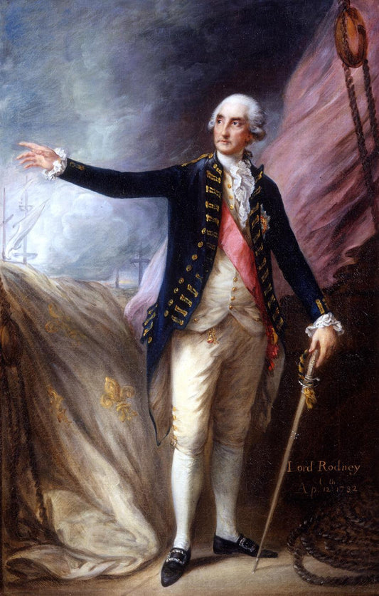 Admiral Rodney at the Battle of the Saintes, vintage artwork by Thomas Gainsborough, 12x8" (A4) Poster