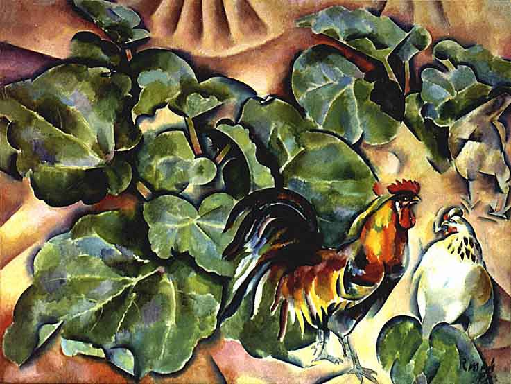 The Rooster and Hen by Vladimir Baranoff-Rossine,16x12(A3) Poster
