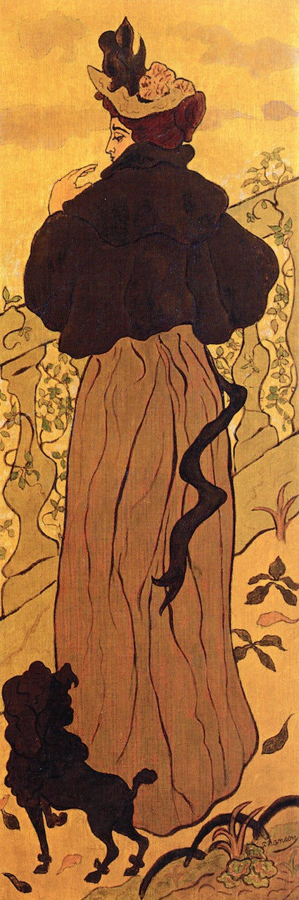 an Standing behind a Balustrade with a Poodle by Paul Ranson,A3(16x12