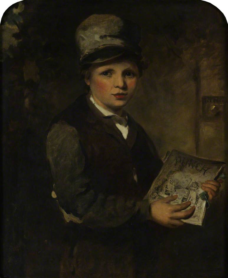 Boy Selling 'Punch', vintage artwork by James Sant, R.A., A3 (16x12") Poster Print