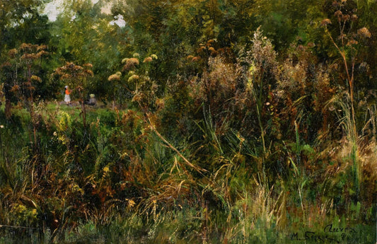 Landscape in Auvergne, France, vintage artwork by Mikhail Berkos, 12x8" (A4) Poster