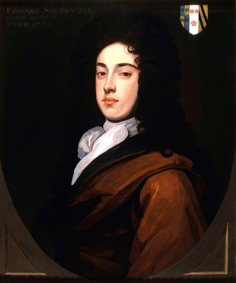 Edward Southwell, vintage artwork by Attributed to Sir Godfrey Kneller, BT., 12x8" (A4) Poster