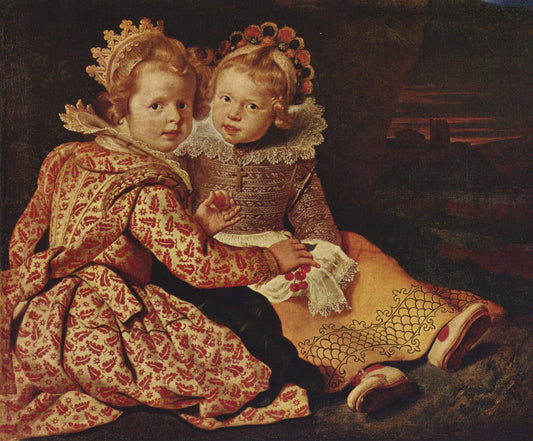 The Artist's Two Daughters, vintage artwork by Cornelis de Vos, 12x8" (A4) Poster