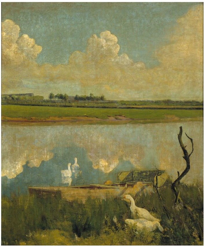 Geese on the Leie, vintage artwork by Valerius de Saedeleer, 12x8" (A4) Poster