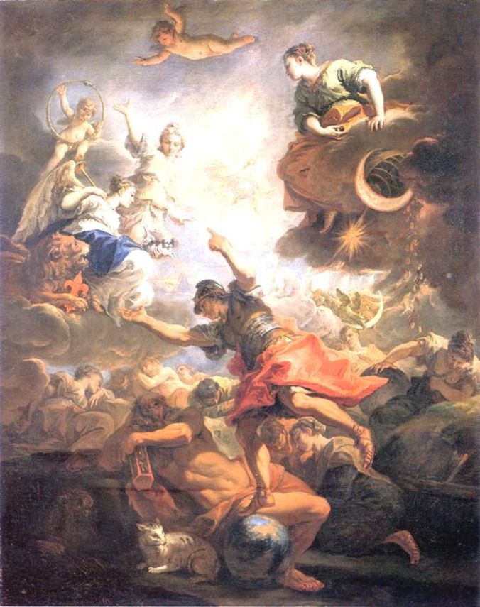 Allegory of Tuscany, vintage artwork by Sebastiano Ricci, 12x8" (A4) Poster