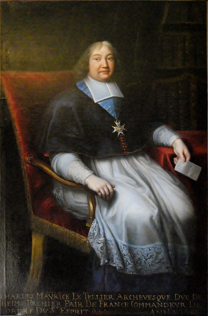 Portrait of Charles-Maurice Le Tellier, vintage artwork by Pierre Mignard, 12x8" (A4) Poster