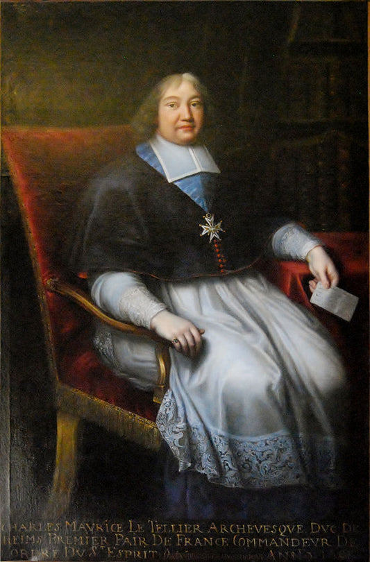 Portrait of Charles-Maurice Le Tellier, vintage artwork by Pierre Mignard, 12x8" (A4) Poster