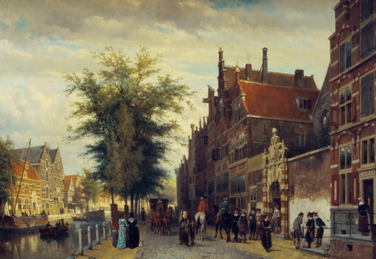 The Atheneum on the Oudezijds Voorburgwal in Amsterdam, vintage artwork by Cornelis Springer, A3 (16x12") Poster Print