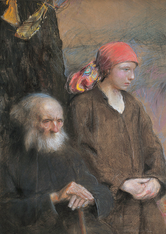 Old and young, vintage artwork by Theodor Axentowicz, 12x8" (A4) Poster