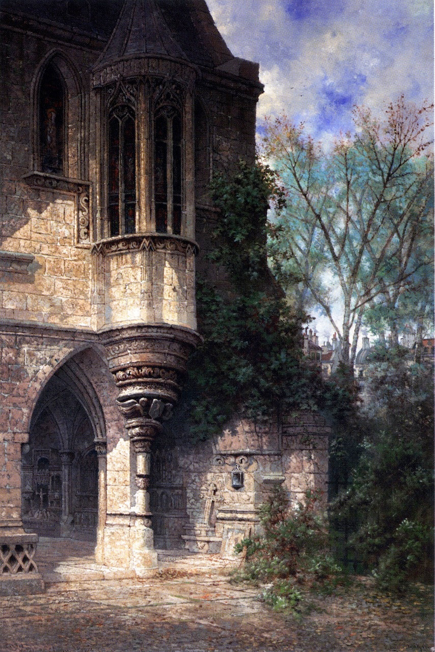 Entrance to Chapel, Hotel de Cluny, vintage artwork by Edwin Deakin, 12x8" (A4) Poster