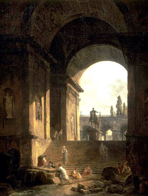 Caprice of the Roman Capitol, vintage artwork by Hubert Robert, 12x8" (A4) Poster