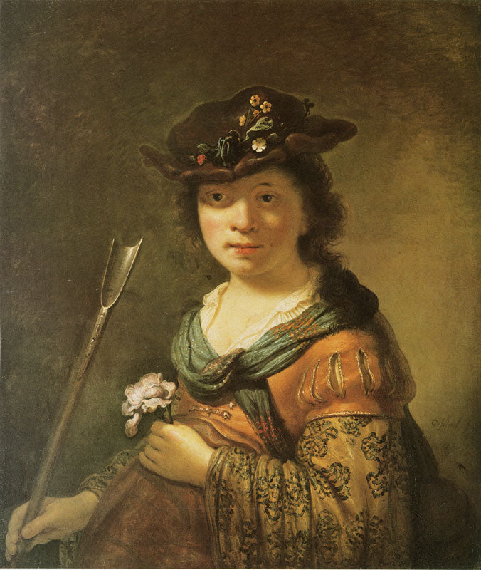 Young Shepherdess, vintage artwork by Govaert Flinck, 12x8" (A4) Poster