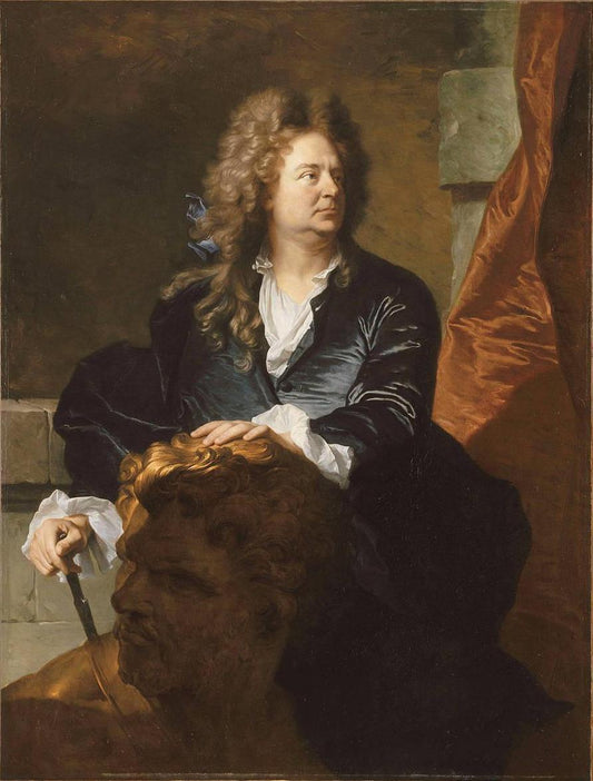 Portrait of Martin van den Bogaert aka Desjardins, Sculptor, vintage artwork by Hyacinthe Rigaud, 12x8" (A4) Poster