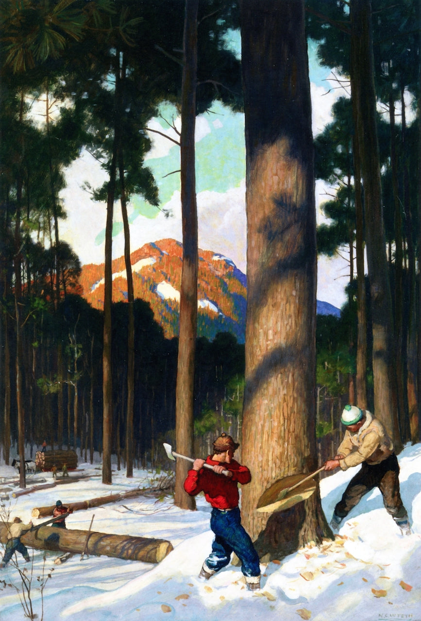 Lumber, vintage artwork by Newell Convers (N.C.) Wyeth, 12x8" (A4) Poster