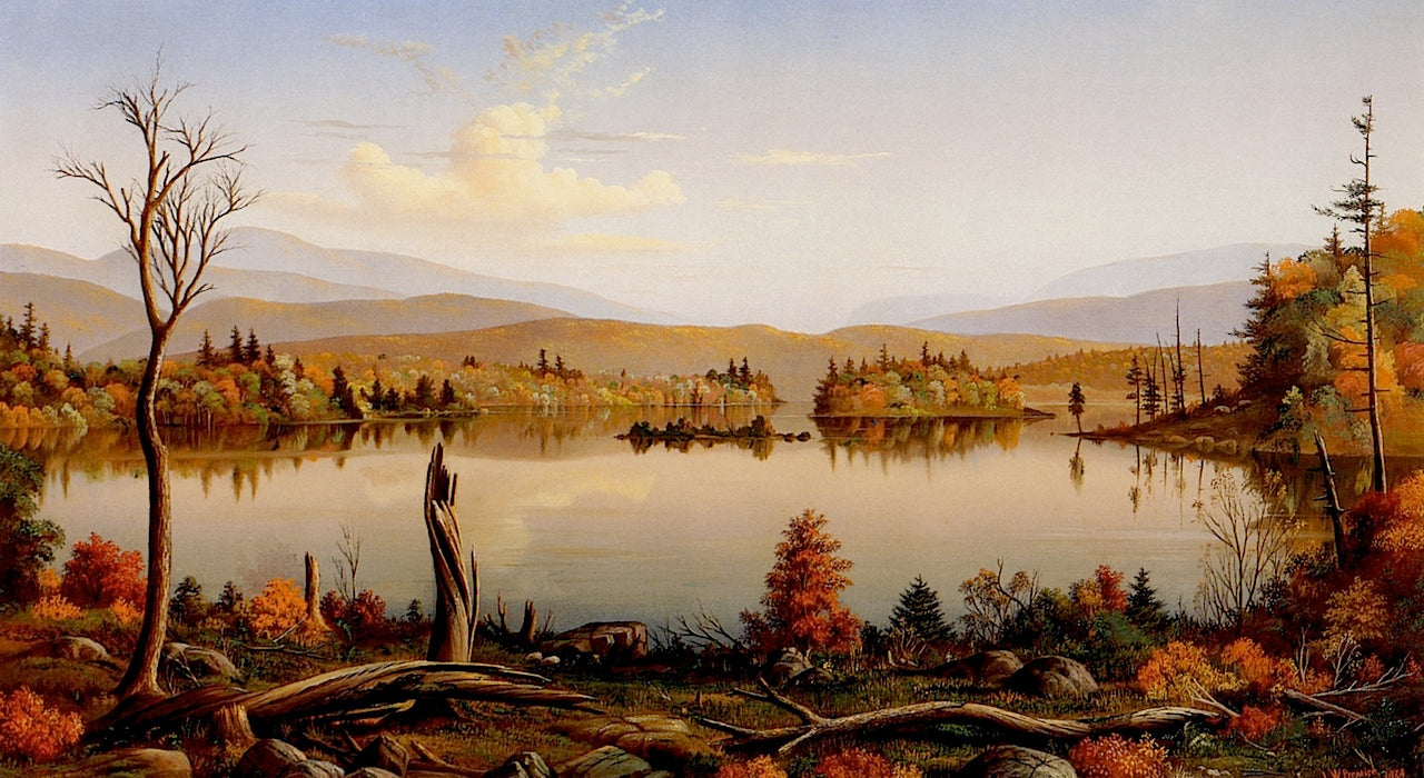 Blue Mountain Lake, Adirondacks by Levi Wells Prentice,A3(16x12")Poster