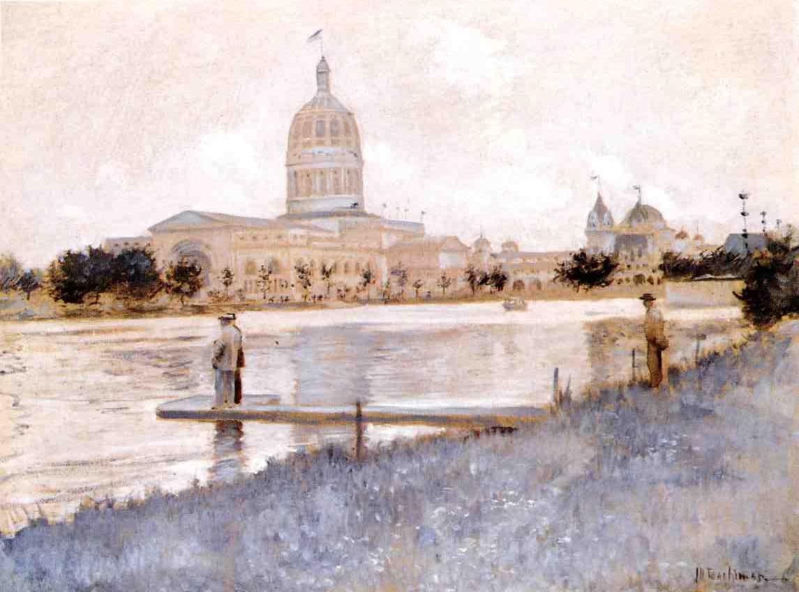 The Chicago World's Fair, Illinois Building, vintage artwork by John Twachtman, 12x8" (A4) Poster