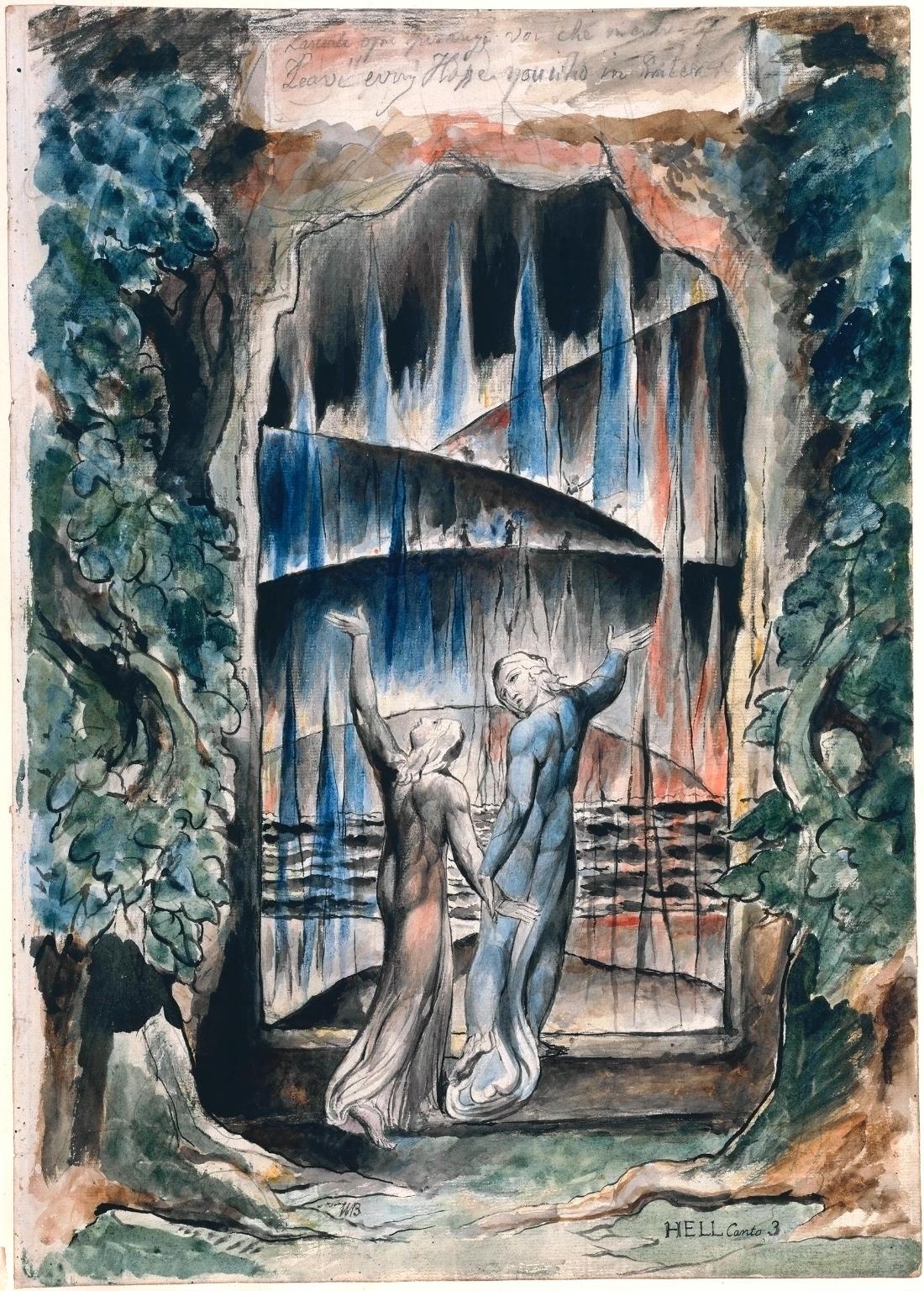 The Inscription over the Gate, vintage artwork by William Blake, 12x8" (A4) Poster