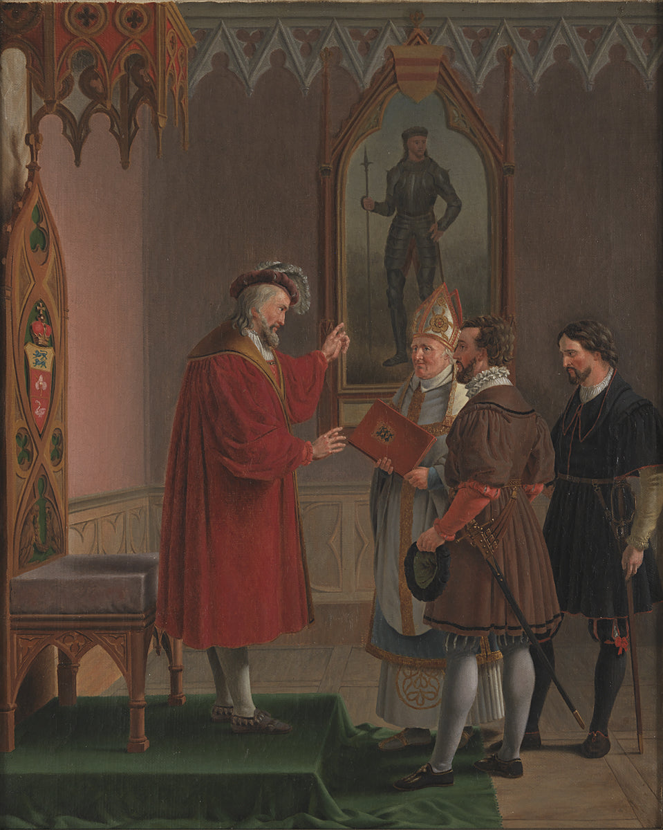 Adolf, Duke of Schleswig-Holstein, Declines the Offer to Accede to the Danish Throne, vintage artwork by Martinus Rørby e, A3 (16x12") Poster Print