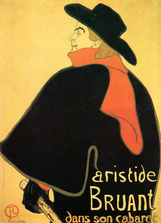 Aristide Bruant dans son Cabaret, vintage artwork by Henri de Toulouse-Lautrec, 12x8" (A4) Poster