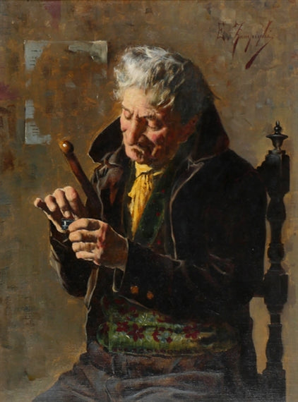 Elderly Man with Snuff Box by Eugenio Zampighi,A3(16x12")Poster